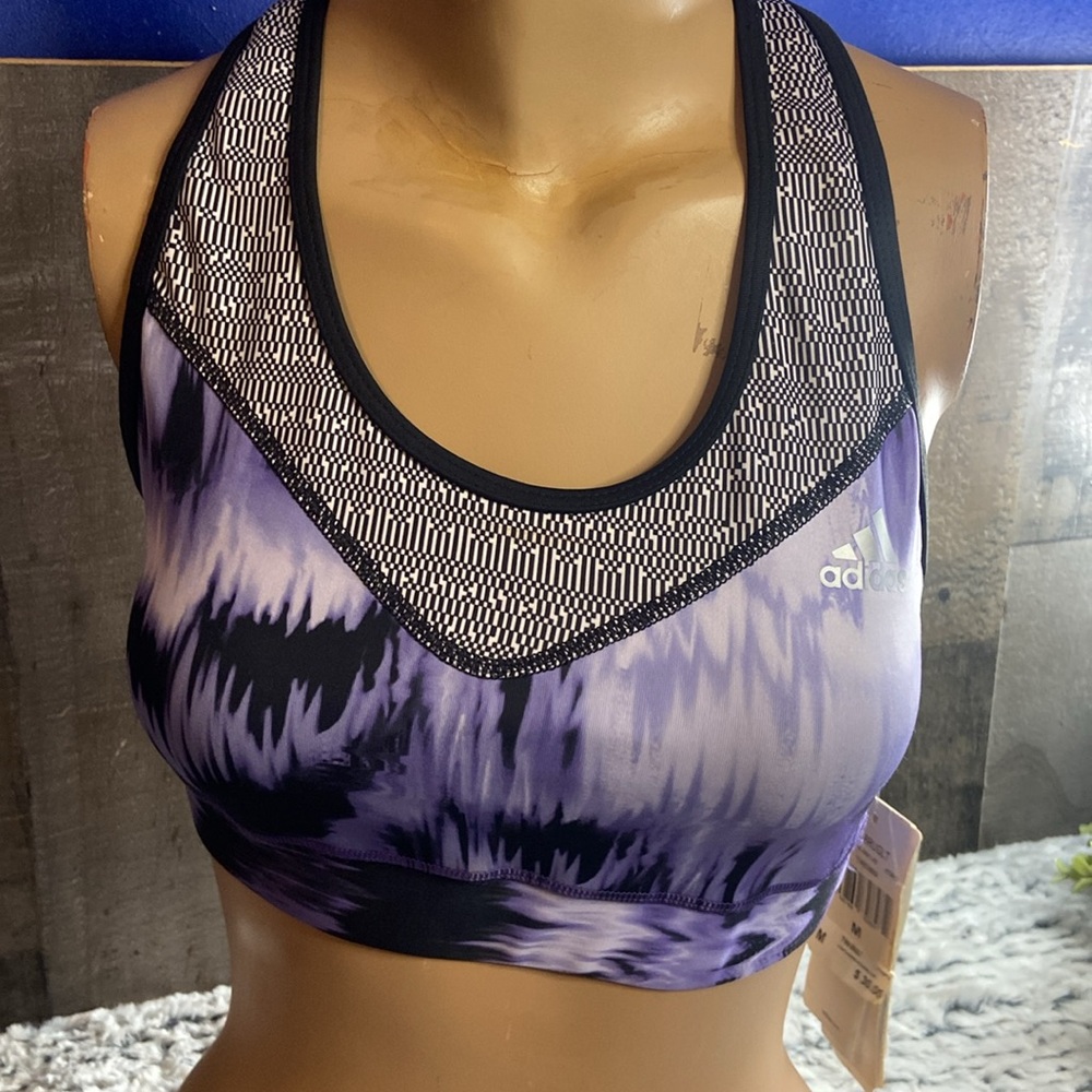 Adidas Purple and Black Tie-Dye Sports Bra